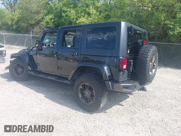 2016 Jeep Wrangler Unlimited Sahara with VIN 1C4BJWEG8GL253803, listed as a IAAI auction lot 42296118 with 163,463 mi miles and . Bid and sale history available at DreamBid. Image 3.