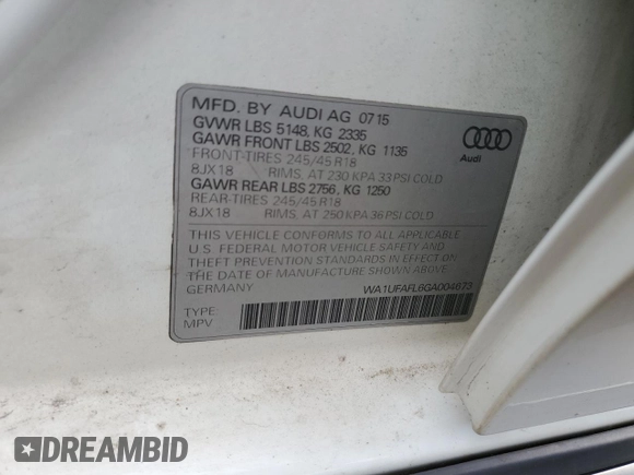 2016 Audi allroad Premium Plus with VIN WA1UFAFL6GA004673, listed as a Copart auction lot 69801314 with 112,427 mi miles and Salvage Title. Bid and sale history available at carsss.com. Image 12.