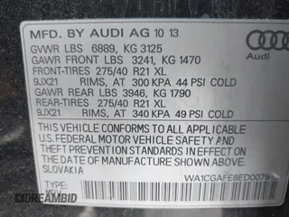 2014 Audi Q7 3.0T Premium with VIN WA1CGAFE8ED007919, listed as a IAAI auction lot 41763536 with 100,064 mi miles. Bid and sale history available at carsss.com. Image 9.