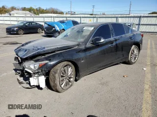 2018 Infiniti Q50 3.0t LUXE with VIN JN1EV7AR4JM430138, listed as a Copart auction lot 76386514 with 63,783 mi miles and Salvage Title. Bid and sale history available at carsss.com. Image 1.