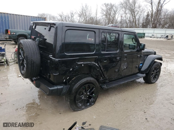 2021 Jeep Wrangler 4xe Unlimited Sahara with VIN 1C4JJXP68MW767277, listed as a Copart auction lot 47885665 with 53,869 mi miles and Salvage Title. Bid and sale history available at carsss.com. Image 3.