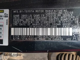 2009 Toyota Matrix with VIN 2T1KU40EX9C013986, listed as a IAAI auction lot 42117914 with 151,113 mi miles. Bid and sale history available at carsss.com. Image 9.