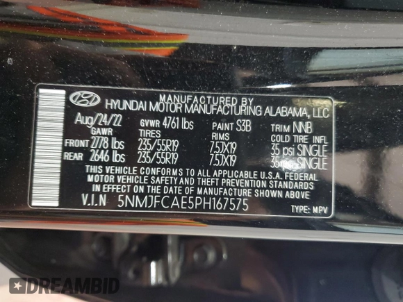 2023 Hyundai Tucson SEL z VIN 5NMJFCAE5PH167575, wystawiony jako Copart lot #58772945 z przebiegiem 16 733 mil mil oraz Szkoda całkowita • Salvage title. Historia ofert i sprzedaży dostępna na DreamBid. Obrazek 13.