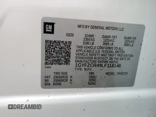 2020 Cadillac XT4 FWD Premium Luxury z VIN 1GYFZCR49LF118146, wystawiony jako Copart lot #82495614 z przebiegiem Nie podano mil oraz Nie do naprawy • Non repairable. Historia ofert i sprzedaży dostępna na DreamBid. Obrazek 13.
