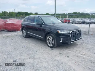 2023 Audi Q7 Premium Plus with VIN WA1LXBF70PD010789, listed as a IAAI auction lot 42087832 with 55,010 mi miles. Bid and sale history available at carsss.com. Image 1.