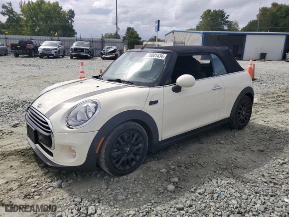 2016 MINI Cooper Convertible with VIN WMWWG5C56G3C18883, listed as a Copart auction lot 70001434 with 57,985 mi miles and Salvage Title. Bid and sale history available at carsss.com. Image 1.