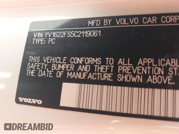 2012 Volvo S60 T5 с VIN YV1622FS5C2119061, выставлен на аукционе IAAI как лот 42167871 с пробегом 133 727 миль миль и . История ставок и продаж доступна на DreamBid. Изображение 9.