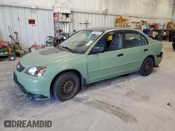 2001 Honda Civic LX z VIN 2HGES16581H519496, wystawiony jako Copart lot #56587845 z przebiegiem 145 971 mil mil oraz Nie do naprawy • Non repairable. Historia ofert i sprzedaży dostępna na DreamBid. Obrazek 1.