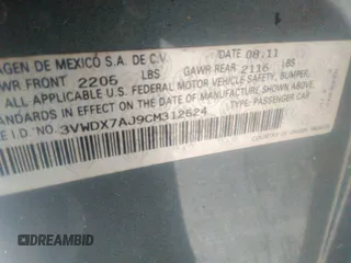 2012 Volkswagen Jetta SE с VIN 3VWDX7AJ9CM312524, выставлен на аукционе IAAI как лот 36064172 с пробегом Не указан миль и . История ставок и продаж доступна на DreamBid. Изображение 9.