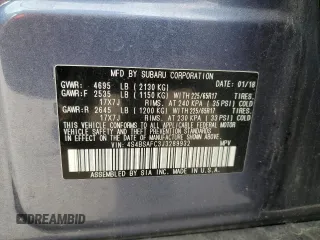 2018 Subaru Outback Premium with VIN 4S4BSAFC3J3289932, listed as a Copart auction lot 62462725 with 54,364 mi miles and Salvage title. Bid and sale history available at DreamBid. Image 12.