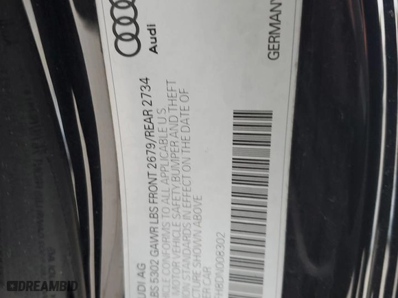 2013 Audi S5 Premium Plus with VIN WAUCGAFH8DN008302, listed as a Copart auction lot 82391484 with 79,113 mi miles and Salvage Title. Bid and sale history available at carsss.com. Image 14.