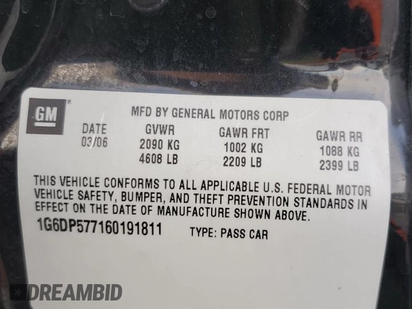 2006 Cadillac CTS with VIN 1G6DP577160191811, listed as a Copart auction lot 67424304 with 0 mi miles and Non Repairable. Bid and sale history available at carsss.com. Image 12.