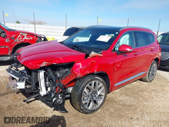 2022 Hyundai Santa Fe Calligraphy with VIN 5NMS54AL7NH419240, listed as a IAAI auction lot 41115173 with 46,436 mi miles. Bid and sale history available at carsss.com. Image 2.
