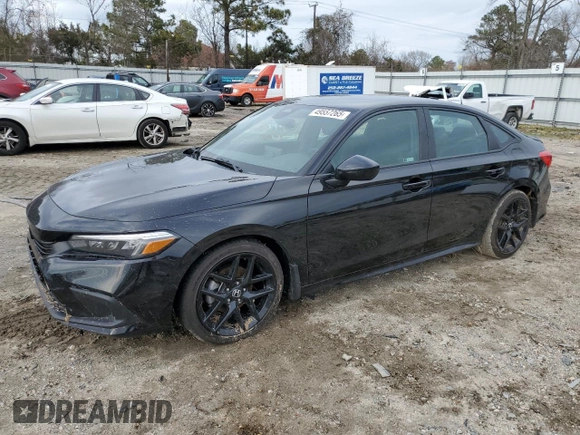 2022 Honda Civic Sedan Sport with VIN 2HGFE2F53NH599572, listed as a Copart auction lot 49557265 with 56,859 mi miles and Salvage Title. Bid and sale history available at carsss.com. Image 1.