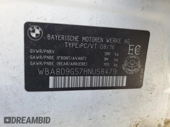 2017 BMW 3 Series 330i xDrive with VIN WBA8D9G57HNU58479, listed as a Copart auction lot 45282765 with Not Provided miles and Salvage Title. Bid and sale history available at carsss.com. Image 13.