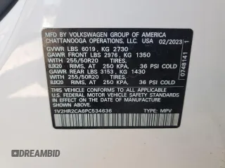2023 Volkswagen Atlas SE с VIN 1V2HR2CA6PC534636, выставлен на аукционе Copart как лот 57230195 с пробегом 21 961 миль миль и Списание • Salvage title. История ставок и продаж доступна на DreamBid. Изображение 13.