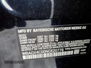 2022 BMW 8 Series 840i with VIN WBAGV4C00NCK20776, listed as a Copart auction lot 37027954 with 23,338 mi miles. Bid and sale history available at carsss.com. Image 12.