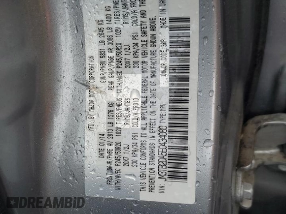 2014 Mazda CX-9 Grand Touring with VIN JM3TB2DA5E0434080, listed as a Copart auction lot 65591585 with 152,705 mi miles and Clean title. Bid and sale history available at DreamBid. Image 13.
