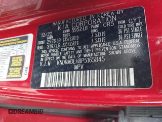 2023 Kia Sorento SX Prestige with VIN KNDRMDLH8P5165845, listed as a IAAI auction lot 41705546 with 17,219 mi miles and . Bid and sale history available at DreamBid. Image 9.