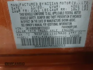 2021 Nissan Sentra SR with VIN 3N1AB8DV9MY209903, listed as a IAAI auction lot 41305528 with 48,247 mi miles. Bid and sale history available at carsss.com. Image 9.