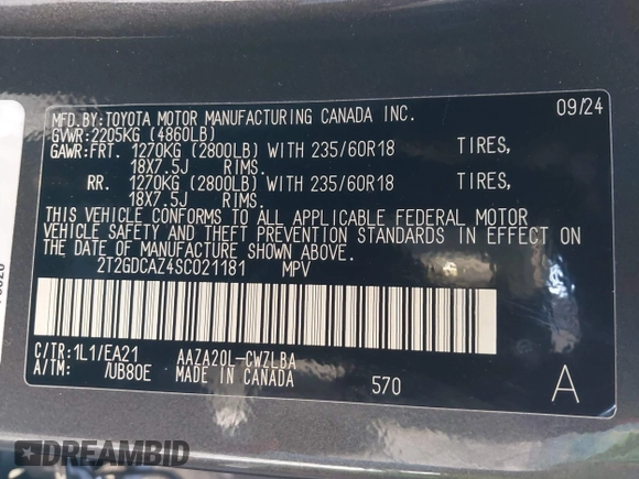 2025 Lexus NX with VIN 2T2GDCAZ4SC021181, listed as a IAAI auction lot 40977260 with 1,540 mi miles. Bid and sale history available at carsss.com. Image 9.