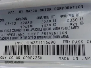 2014 Mazda 6 i Sport with VIN JM1GJ1U62E1116690, listed as a IAAI auction lot 42082188 with 144,137 mi miles and . Bid and sale history available at DreamBid. Image 9.