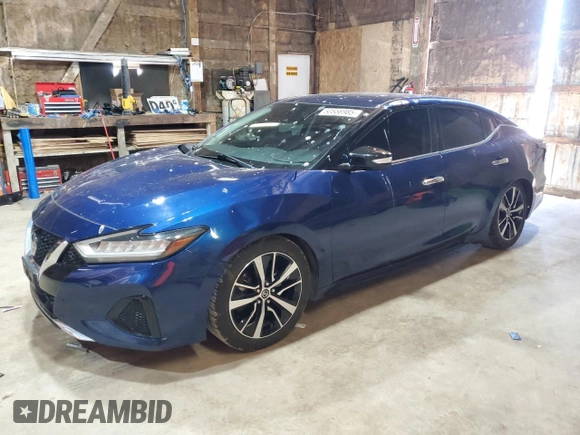 2021 Nissan Maxima SV with VIN 1N4AA6CV3MC509621, listed as a Copart auction lot 50556985 with 83,205 mi miles and Salvage title. Bid and sale history available at DreamBid. Image 1.