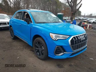 2023 Audi Q3 S line Premium with VIN WA1DECF37P1092891, listed as a IAAI auction lot 41672260 with 45,773 mi miles. Bid and sale history available at carsss.com. Image 1.