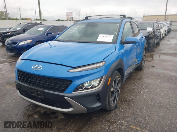 2022 Hyundai Kona Limited with VIN KM8K53A33NU913545, listed as a IAAI auction lot 41879560 with 21,416 mi miles. Bid and sale history available at carsss.com. Image 16.