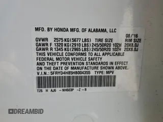 2017 Acura MDX Advance with VIN 5FRYD4H85HB004355, listed as a Copart auction lot 53860985 with 68,241 mi miles and Salvage title. Bid and sale history available at DreamBid. Image 14.