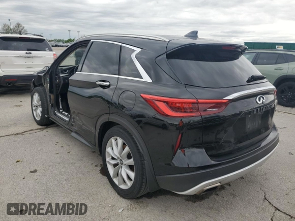 2019 Infiniti QX50 Essential with VIN 3PCAJ5M39KF104462, listed as a Copart auction lot 55044025 with 107,167 mi miles and Salvage title. Bid and sale history available at DreamBid. Image 2.