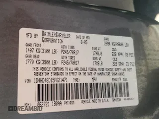 2005 Dodge Durango SLT z VIN 1D4HD48D15F621471, wystawiony jako Copart lot #74086164 z przebiegiem 185 162 mil mil oraz Szkoda całkowita • Salvage title. Historia ofert i sprzedaży dostępna na DreamBid. Obrazek 13.