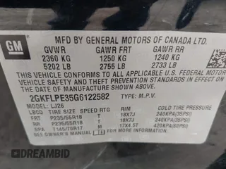 2016 GMC Terrain SLT with VIN 2GKFLPE35G6122582, listed as a IAAI auction lot 41591058 with 214,143 mi miles. Bid and sale history available at carsss.com. Image 9.
