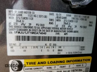 2021 Ford Expedition XLT with VIN 1FMJU1JT1MEA74040, listed as a Copart auction lot 51647813 with 37,221 mi miles. Bid and sale history available at carsss.com. Image 13.