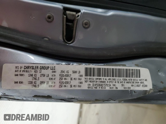 2013 Dodge Journey SXT with VIN 3C4PDDBG8DT579154, listed as a Copart auction lot 51261135 with 96,230 mi miles and Salvage Title. Bid and sale history available at DreamBid. Image 15.
