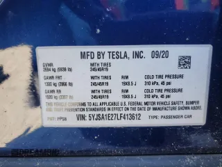 2020 Tesla Model S Long Range с VIN 5YJSA1E27LF413612, выставлен на аукционе Copart как лот 50830265 с пробегом Не указан миль и Списание • Salvage title. История ставок и продаж доступна на DreamBid. Изображение 12.