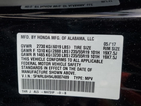 2018 Honda Odyssey Elite с VIN 5FNRL6H94JB007489, выставлен на аукционе Copart как лот 57077855 с пробегом 106 402 миль миль и Списание • Salvage title. История ставок и продаж доступна на DreamBid. Изображение 13.
