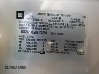 2008 Chevrolet Silverado 1500 Work Truck with VIN 1GCEC14X28Z193298, listed as a Copart auction lot 48049325 with 244,126 mi miles and Salvage Title. Bid and sale history available at carsss.com. Image 14.