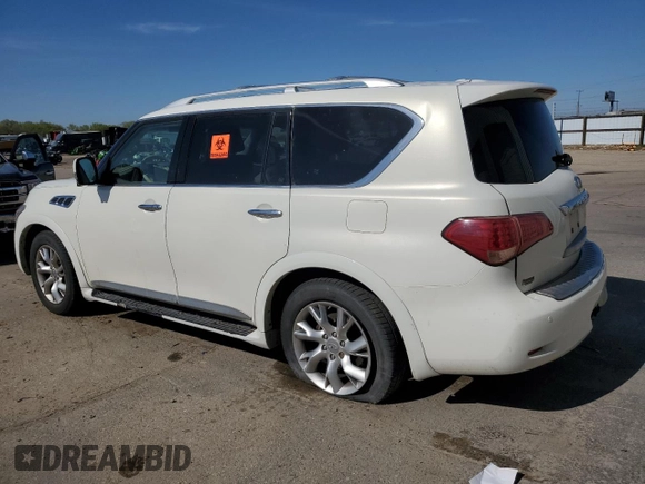 2012 Infiniti QX56 7-passenger with VIN JN8AZ2NE1C9017744, listed as a Copart auction lot 52988725 with 142,820 mi miles and Salvage title. Bid and sale history available at DreamBid. Image 2.