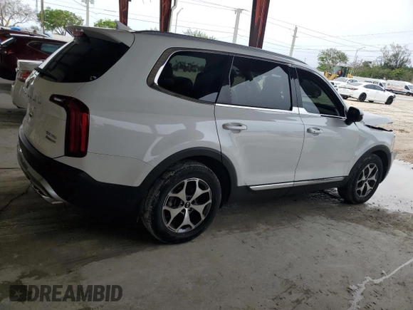 2020 Kia Telluride EX with VIN 5XYP34HCXLG047806, listed as a Copart auction lot 59591305 with 78,574 mi miles and Non repairable. Bid and sale history available at DreamBid. Image 3.