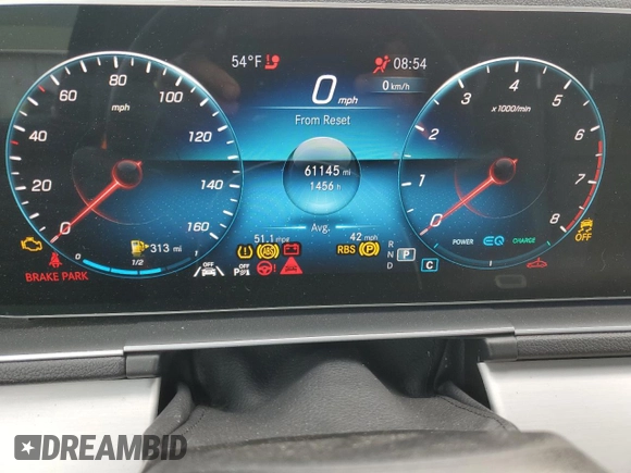 2021 Mercedes-Benz GLE 450 with VIN 4JGFB5KB4MA489157, listed as a Copart auction lot 55147755 with 61,145 mi miles and Salvage title. Bid and sale history available at DreamBid. Image 9.