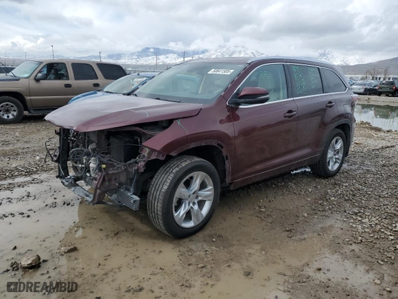 2015 Toyota Highlander Limited with VIN 5TDDKRFH5FS220558, listed as a Copart auction lot 50641505 with 62,447 mi miles and Salvage Title. Bid and sale history available at carsss.com. Image 1.