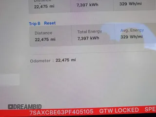 2023 Tesla Model X Plaid with VIN 7SAXCBE63PF405105, listed as a IAAI auction lot 41876918 with 22,475 mi miles and . Bid and sale history available at DreamBid. Image 7.