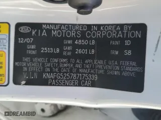 2008 Kia Rondo LX with VIN KNAFG525787175339, listed as a Copart auction lot 67973964 with 177,908 mi miles and Salvage Title. Bid and sale history available at carsss.com. Image 13.