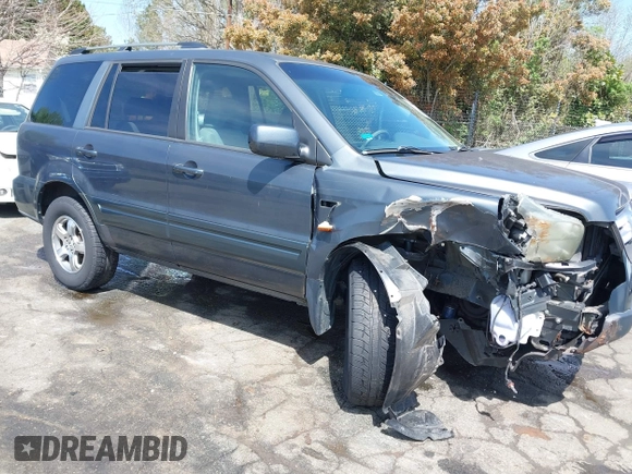 2006 Honda Pilot EX with VIN 2HKYF18416H529290, listed as a IAAI auction lot 41915915 with 135,385 mi miles and . Bid and sale history available at DreamBid. Image 1.