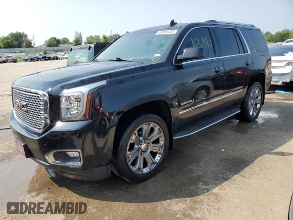 2015 GMC Yukon Denali with VIN 1GKS2CKJXFR547358, listed as a Copart auction lot 63906734 with 163,980 mi miles and Salvage Title. Bid and sale history available at carsss.com. Image 1.