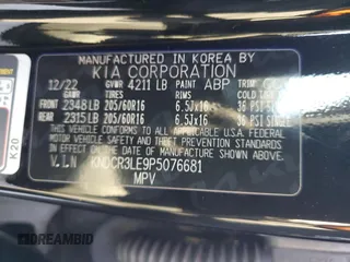 2023 Kia Niro EX with VIN KNDCR3LE9P5076681, listed as a Copart auction lot 42522465 with 56,896 mi miles and Salvage Title. Bid and sale history available at carsss.com. Image 16.