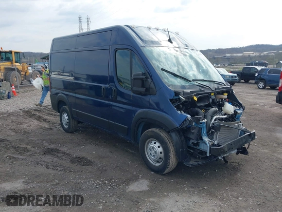 2023 Ram ProMaster Cargo with VIN 3C6LRVBG1PE599526, listed as a IAAI auction lot 41910156 with 1,504 mi miles. Bid and sale history available at carsss.com. Image 1.