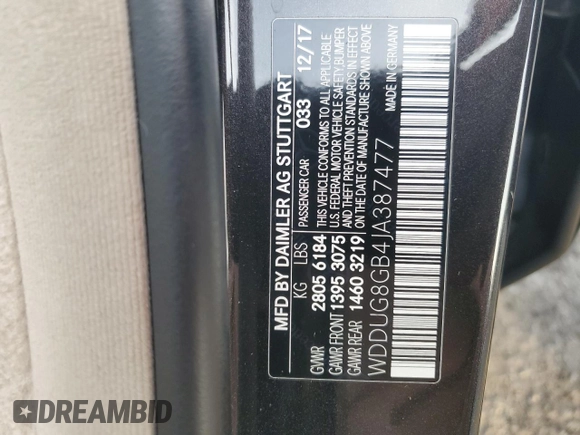 2018 Mercedes-Benz S 560 with VIN WDDUG8GB4JA387477, listed as a Copart auction lot 86575774 with 53,624 mi miles and Salvage Title. Bid and sale history available at carsss.com. Image 12.