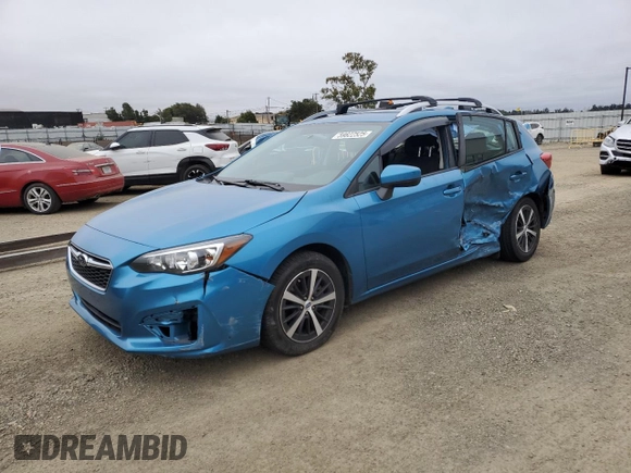 2019 Subaru Impreza Premium with VIN 4S3GTAC67K3755496, listed as a Copart auction lot 59822525 with 80,259 mi miles and Salvage title. Bid and sale history available at DreamBid. Image 1.